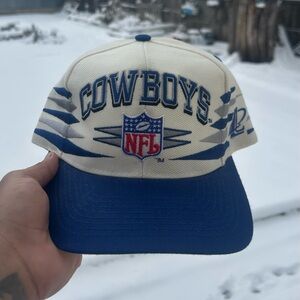 VTG Dallas Cowboy Hat Snapback White Blue Logo Athletic Diamond NFL 90s
